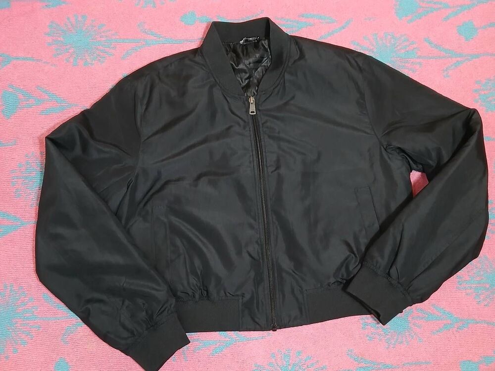 Only mens medium bomber jacket black lightweight full zip